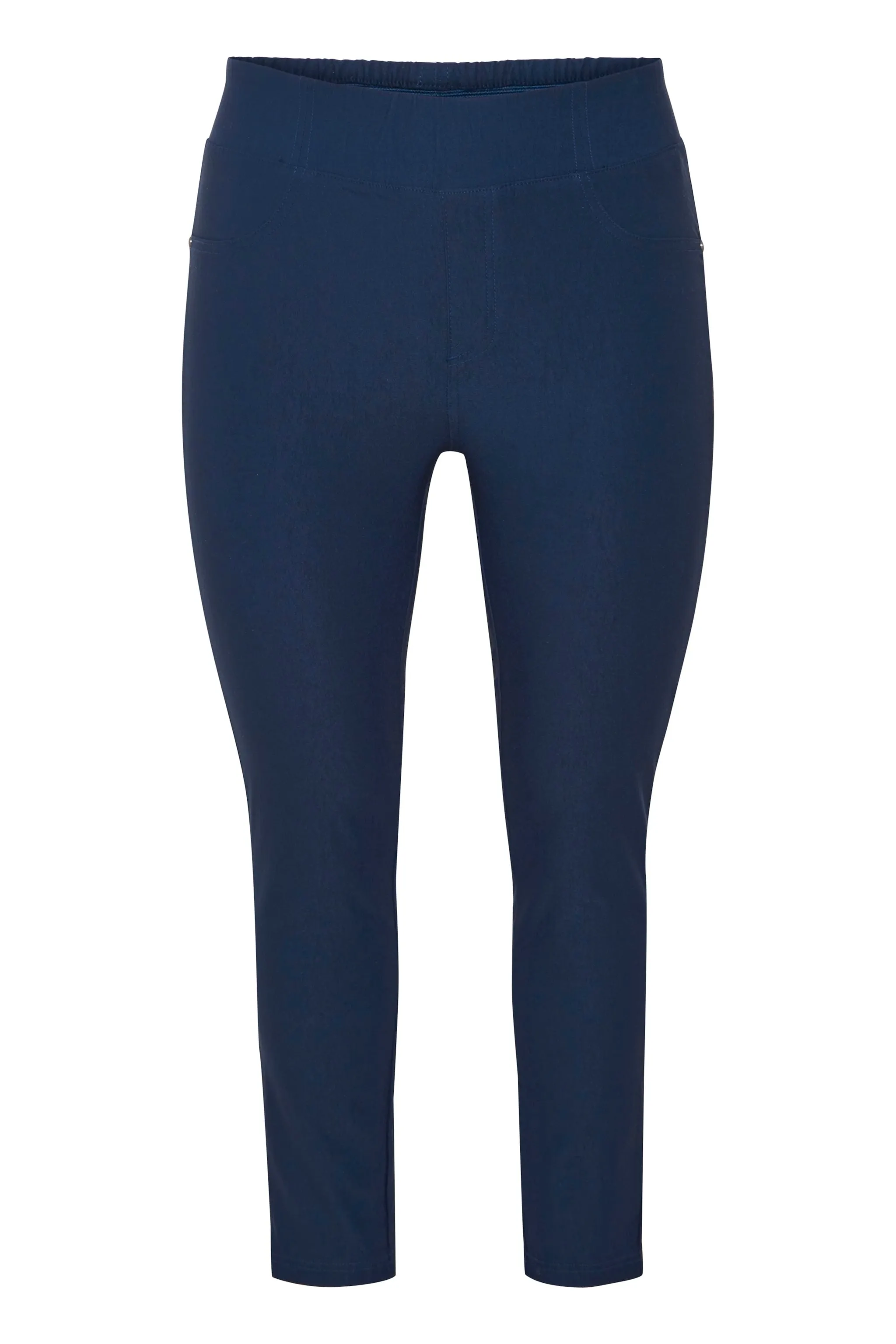 2076- Zalin Elasticated Waist Leggings- Navy- Fransan Plus