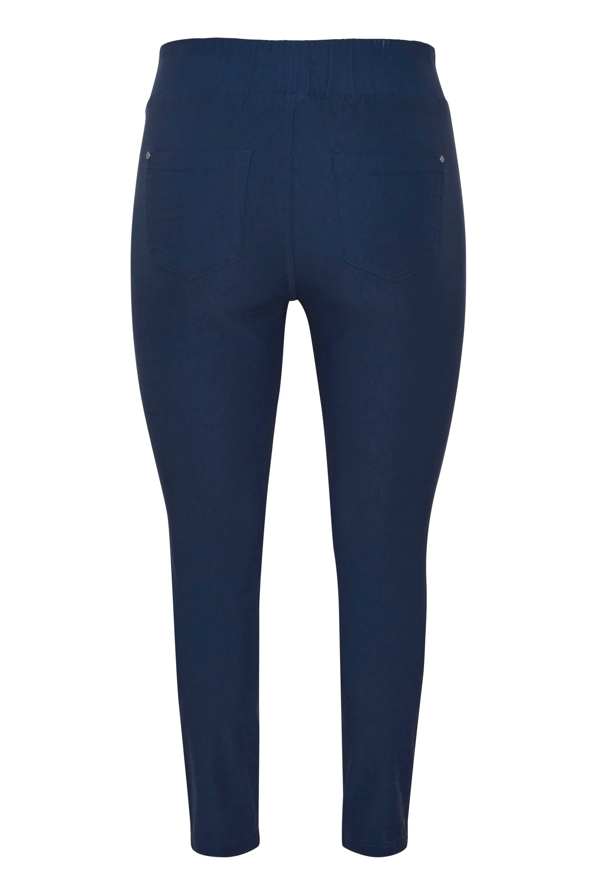 2076- Zalin Elasticated Waist Leggings- Navy- Fransan Plus