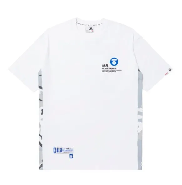 A BATHING APE  |Crew Neck Pullovers Plain Cotton Short Sleeves Logo