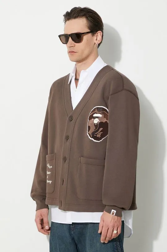 A Bathing Ape sweatshirt College Badges Sweat Cardigan brown color 1J80113063