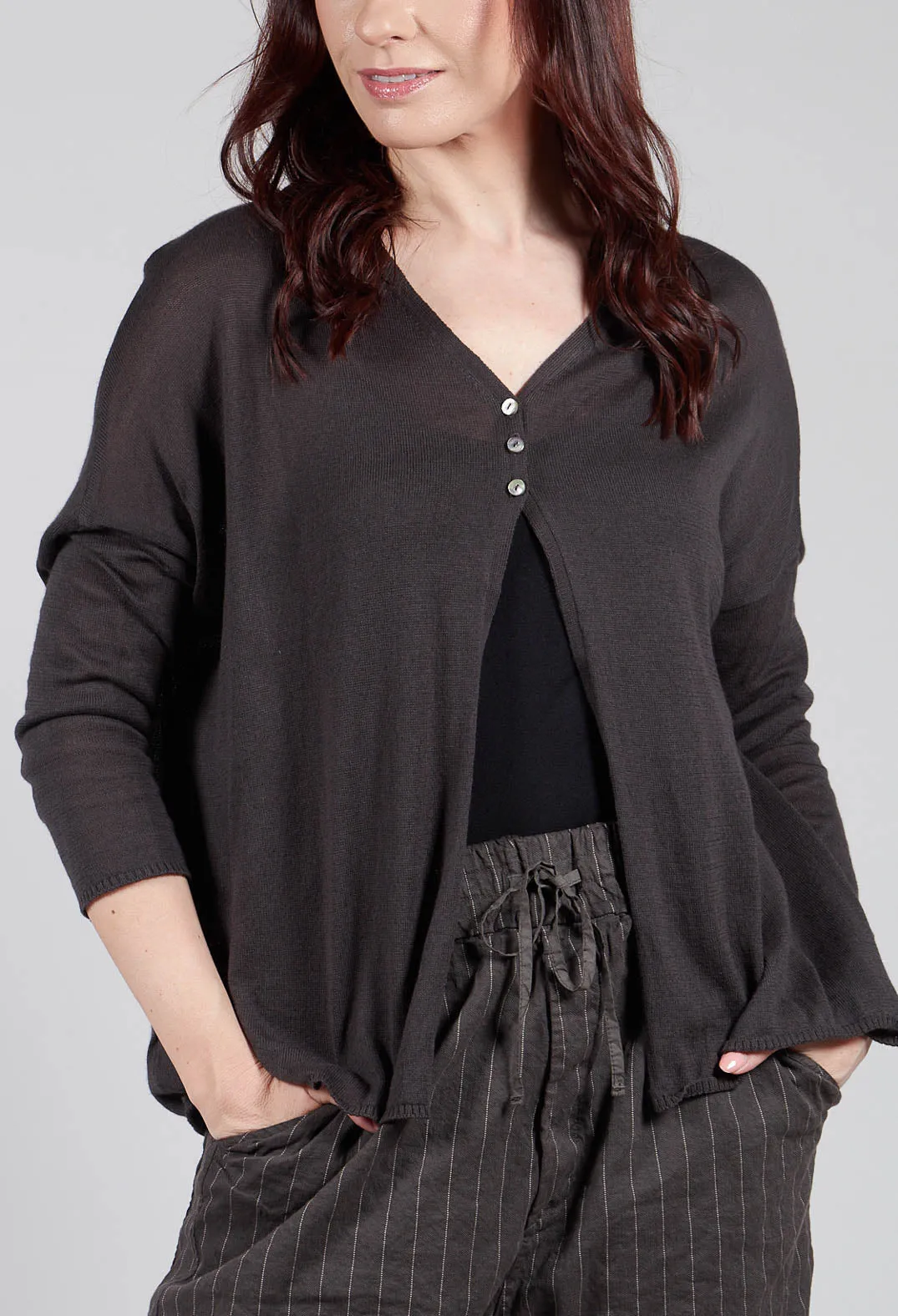 A-Line Cardigan in Charcoal