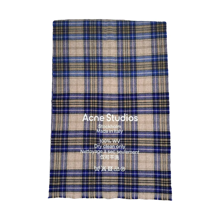 ACNE STUDIOS BLUE / BROWN CASSIAR CHECK SCARF