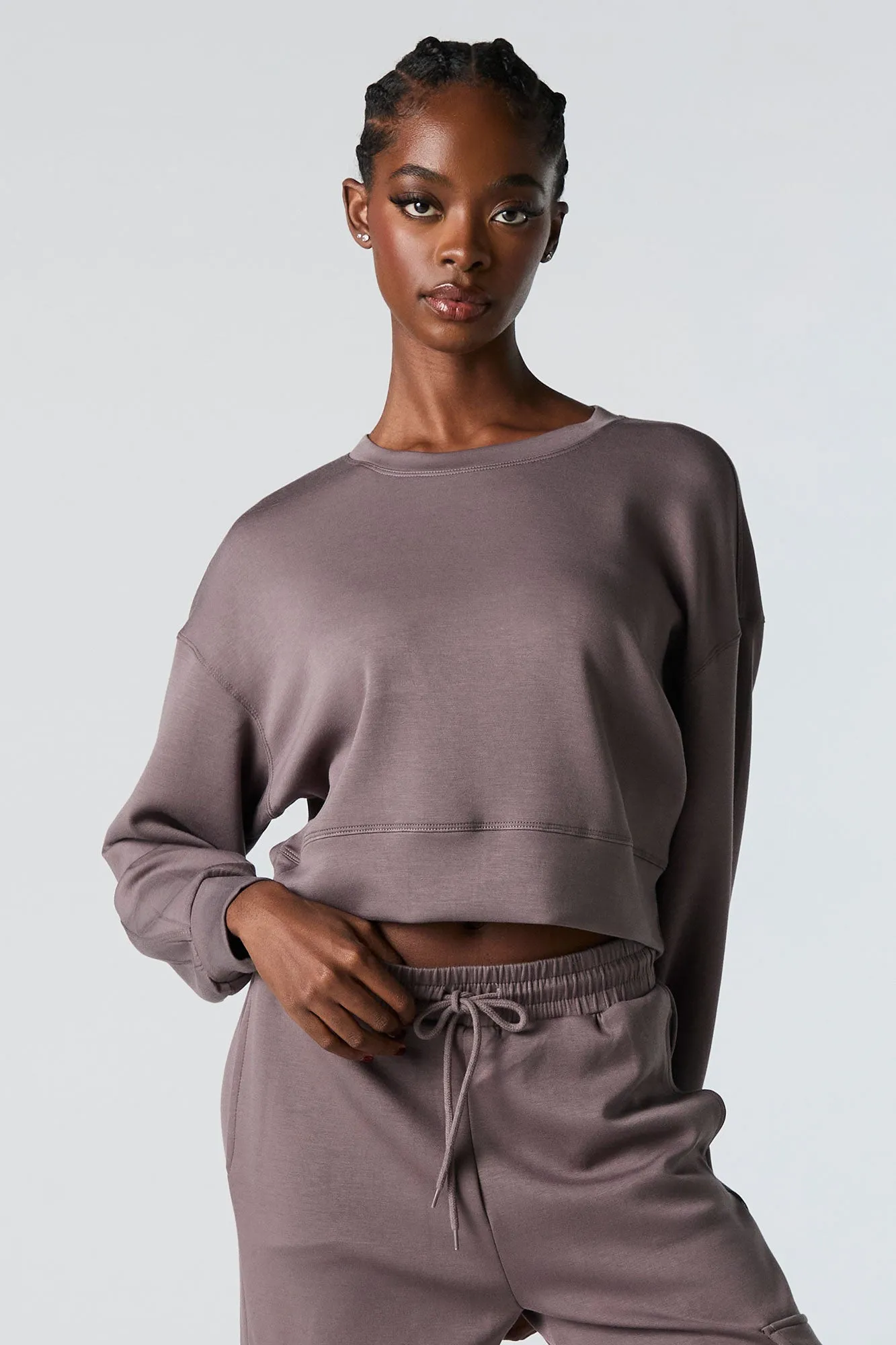 Active Cropped Crewneck Sweatshirt