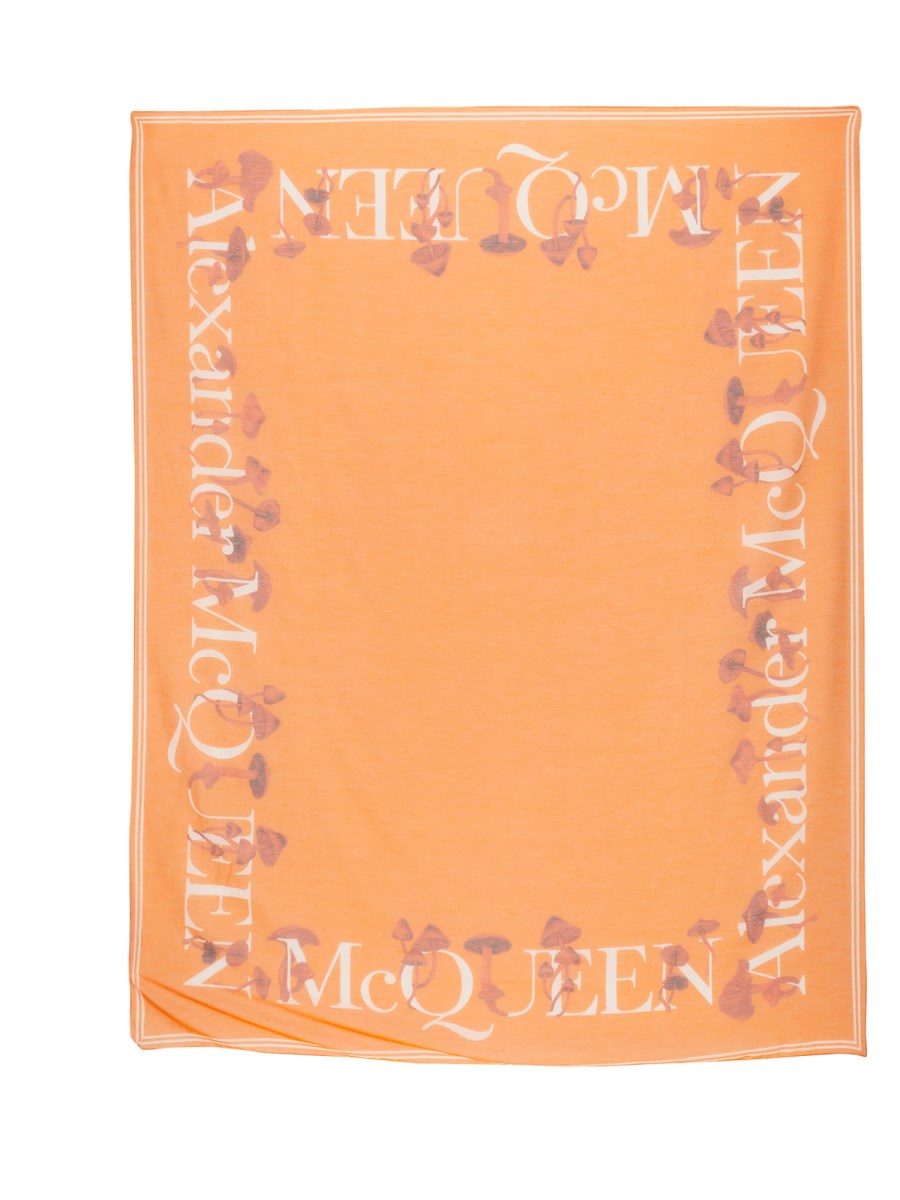 ALEXANDER McQUEEN    MUSHROOM SILK AND COTTON SCARF