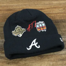 Atlanta Braves City Transit 59Fifty Fitted Matching All Over Side Patch Beanie | Black