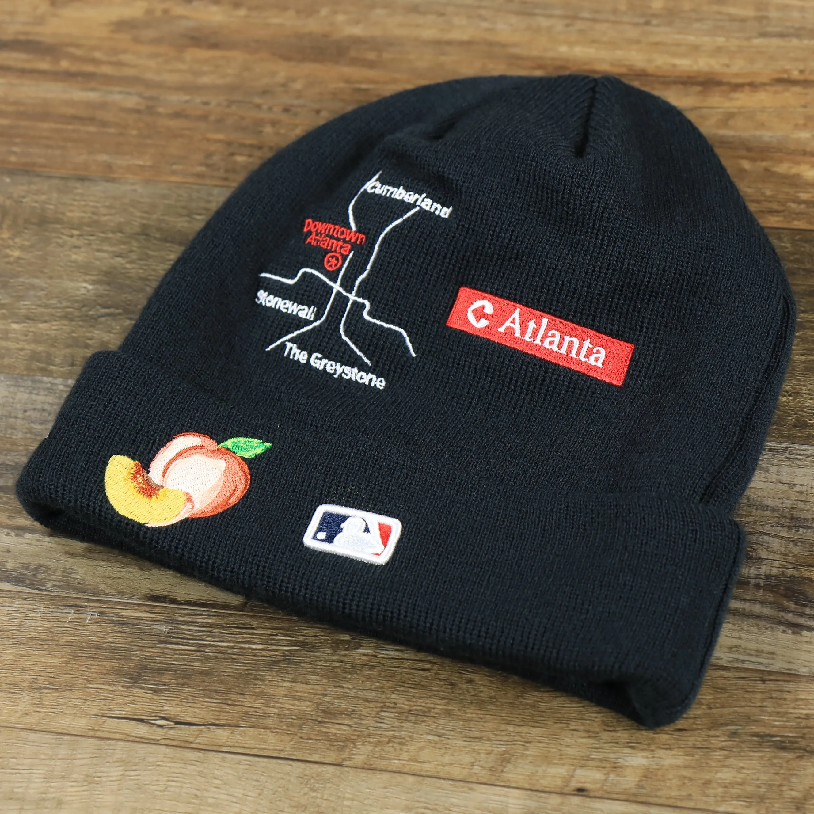 Atlanta Braves City Transit 59Fifty Fitted Matching All Over Side Patch Beanie | Black