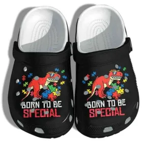 Autism Awareness Day T Rex Dinosaur Born To Be Special Crocs Crocband Clog Shoes