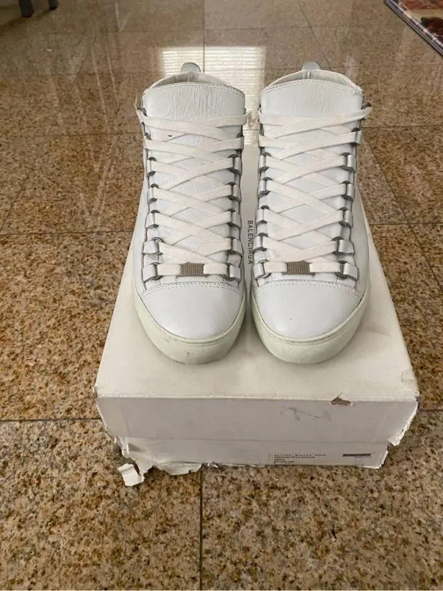 Balenciaga arena leather high-top sneaker ‘extra blanc’