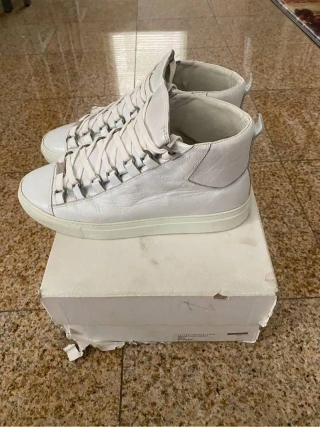 Balenciaga arena leather high-top sneaker ‘extra blanc’