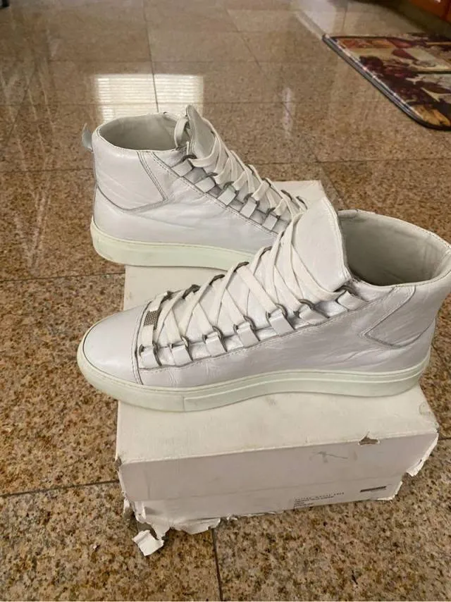 Balenciaga arena leather high-top sneaker ‘extra blanc’