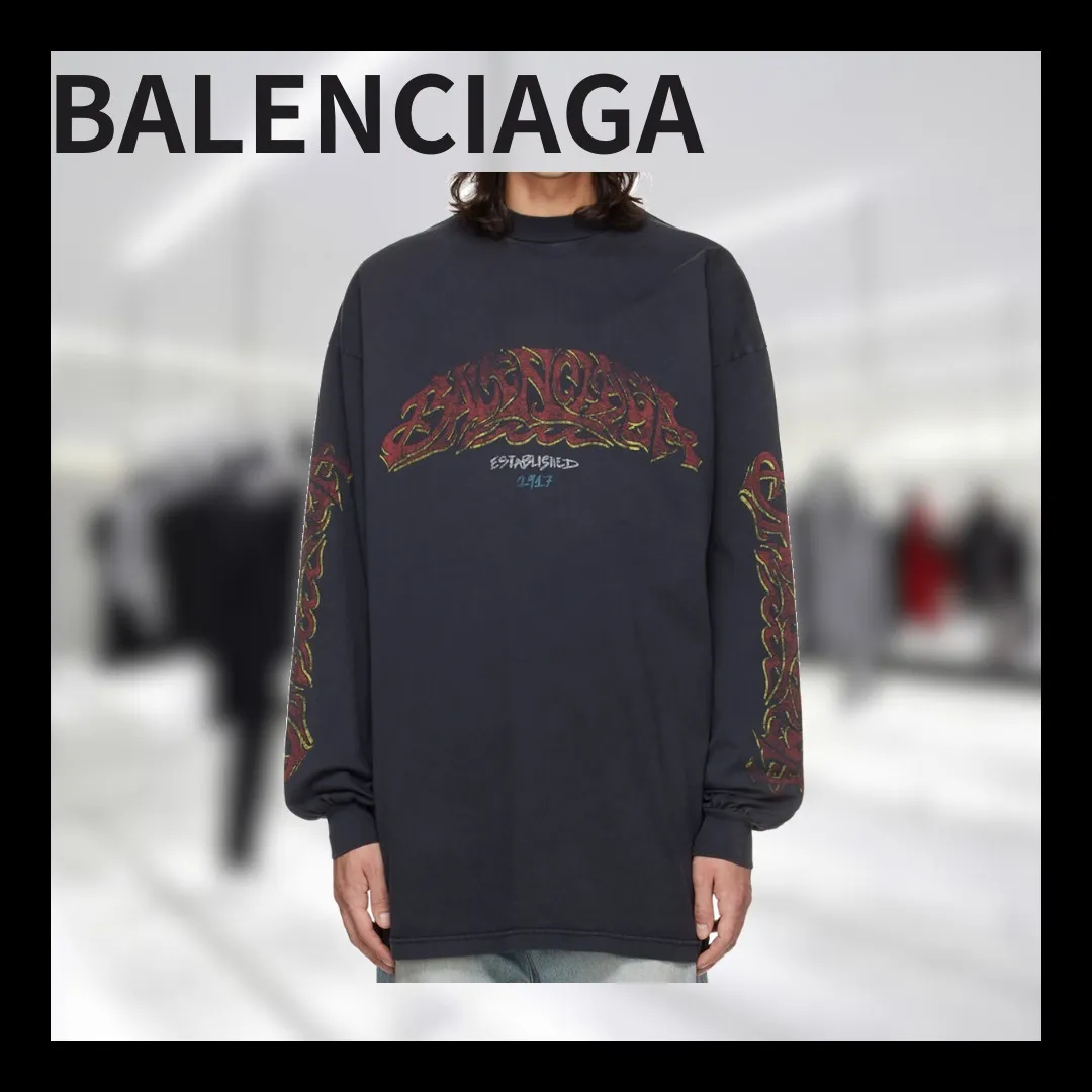 BALENCIAGA  |Crew Neck Street Style Long Sleeves Cotton