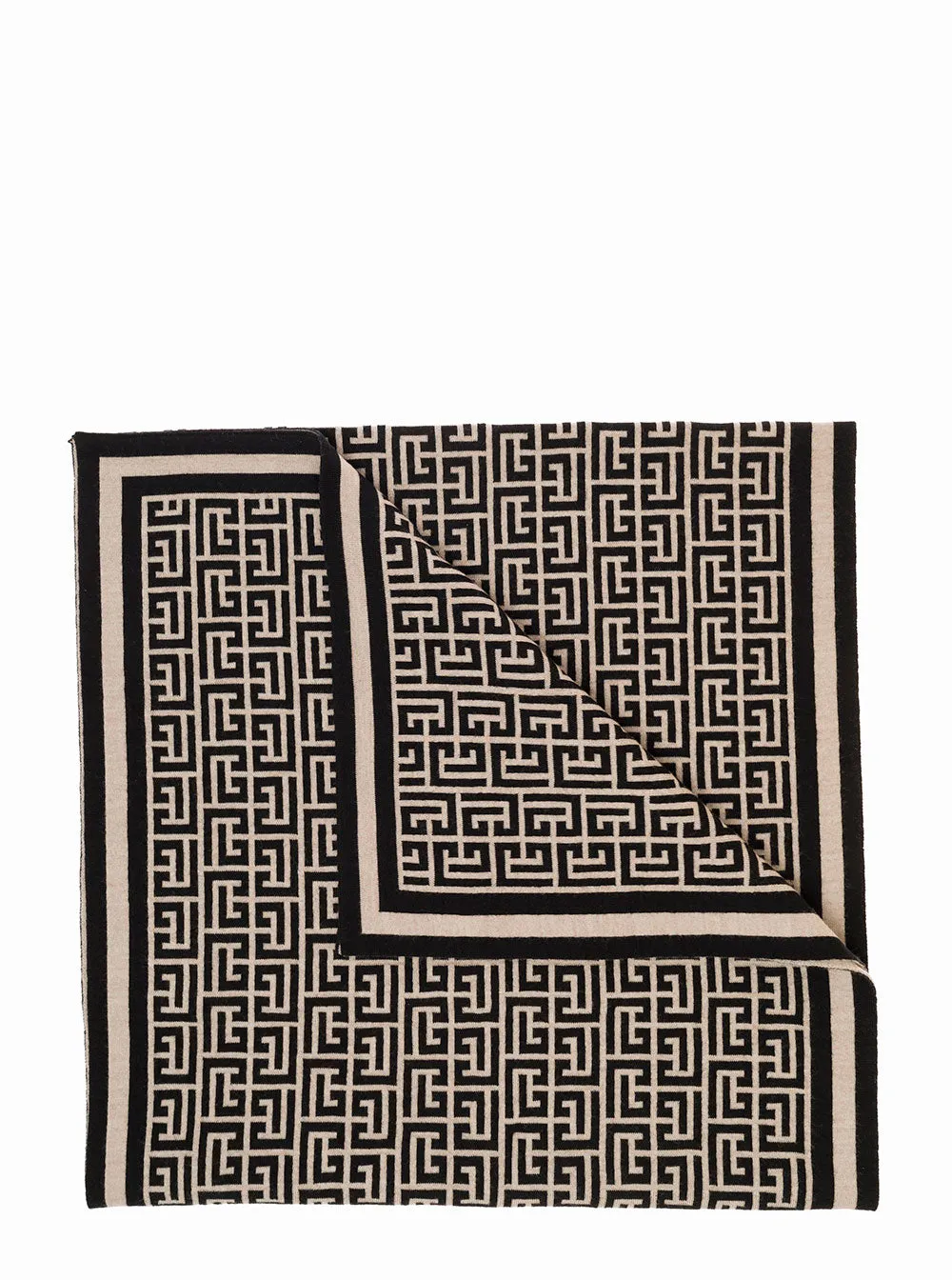 Balmain Allover Logo Patterned Fine Knit Scarf