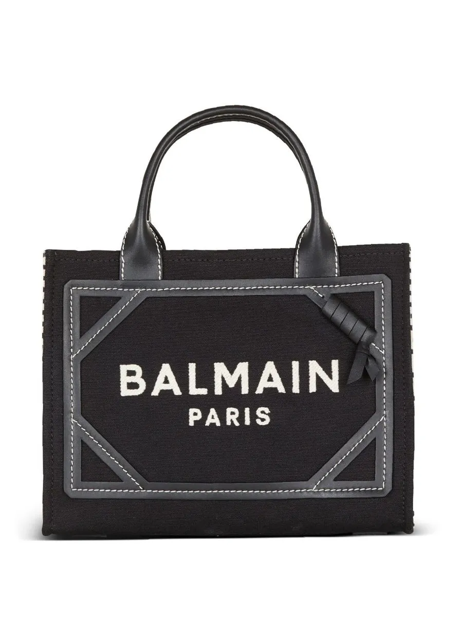 Balmain    Balmain B Army Small Canvas And Leather Tote Bag