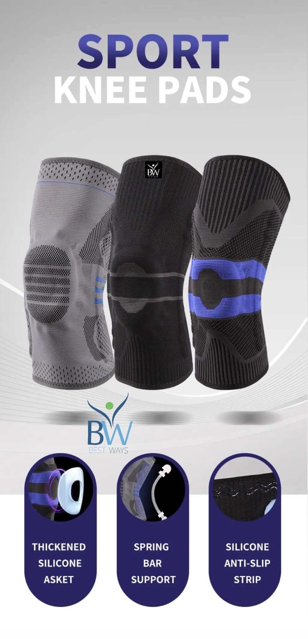 Best Ways Knee Braces/Knee Pads(Knee Pain Relief)- Pair- Limited Stock.