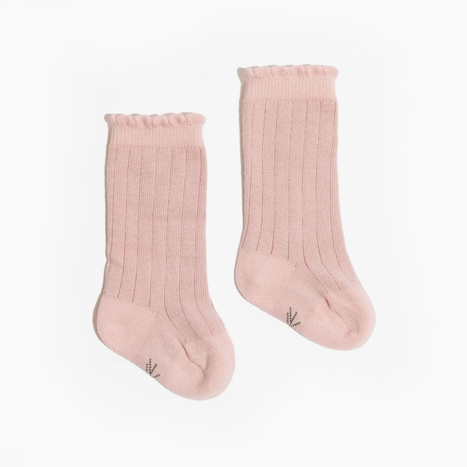 Blush Scalloped Knee High Sock