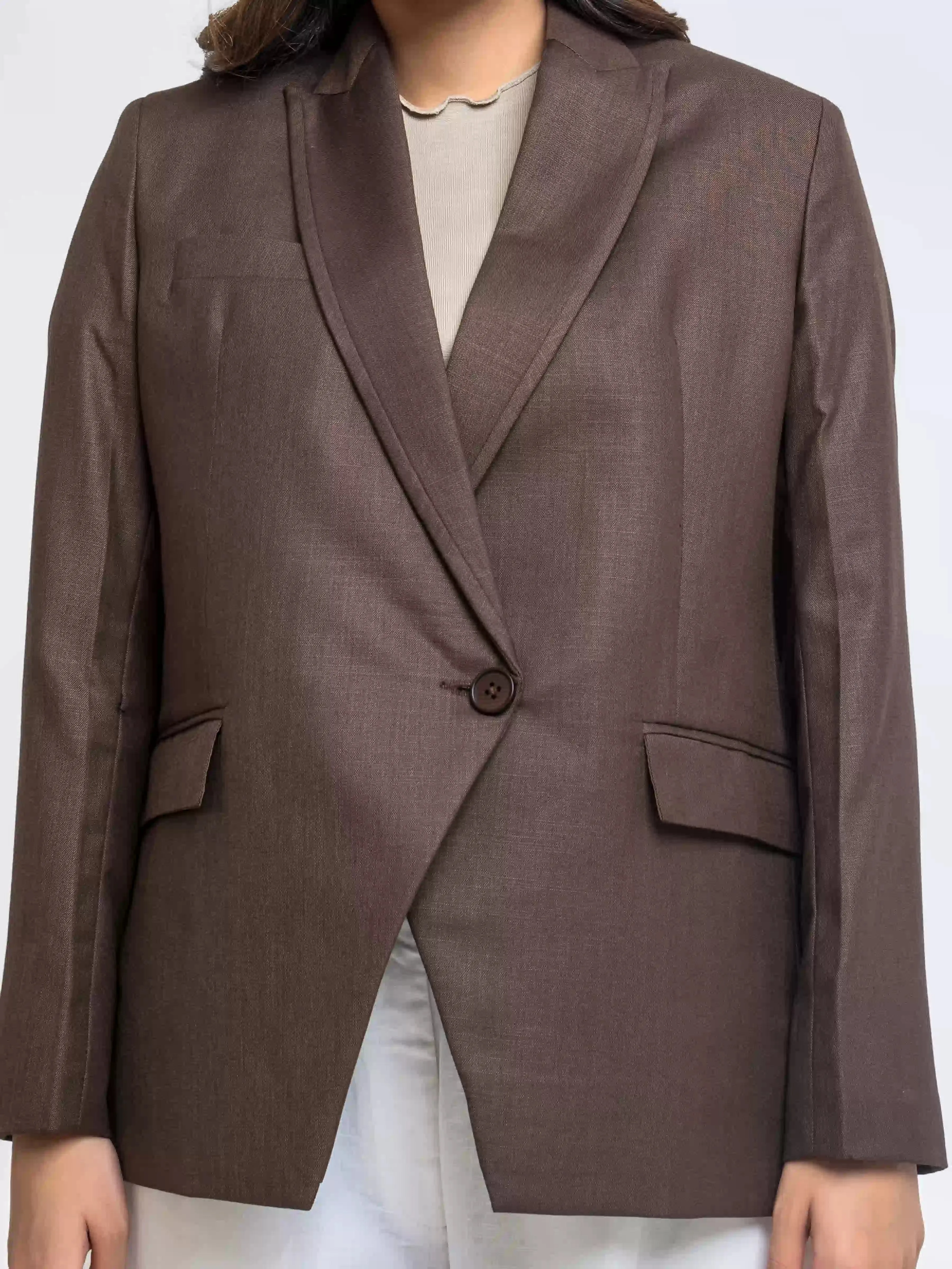 Brown Cotton Blazer - FWTB23-005