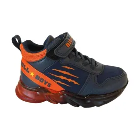 Bull Boys DINOSAURO GRAFFIO Scarpe Bambino Sneaker Alte con Luci Lacci Elastici Blu Arancio