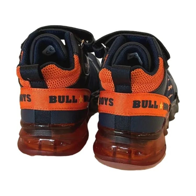 Bull Boys DINOSAURO GRAFFIO Scarpe Bambino Sneaker Alte con Luci Lacci Elastici Blu Arancio