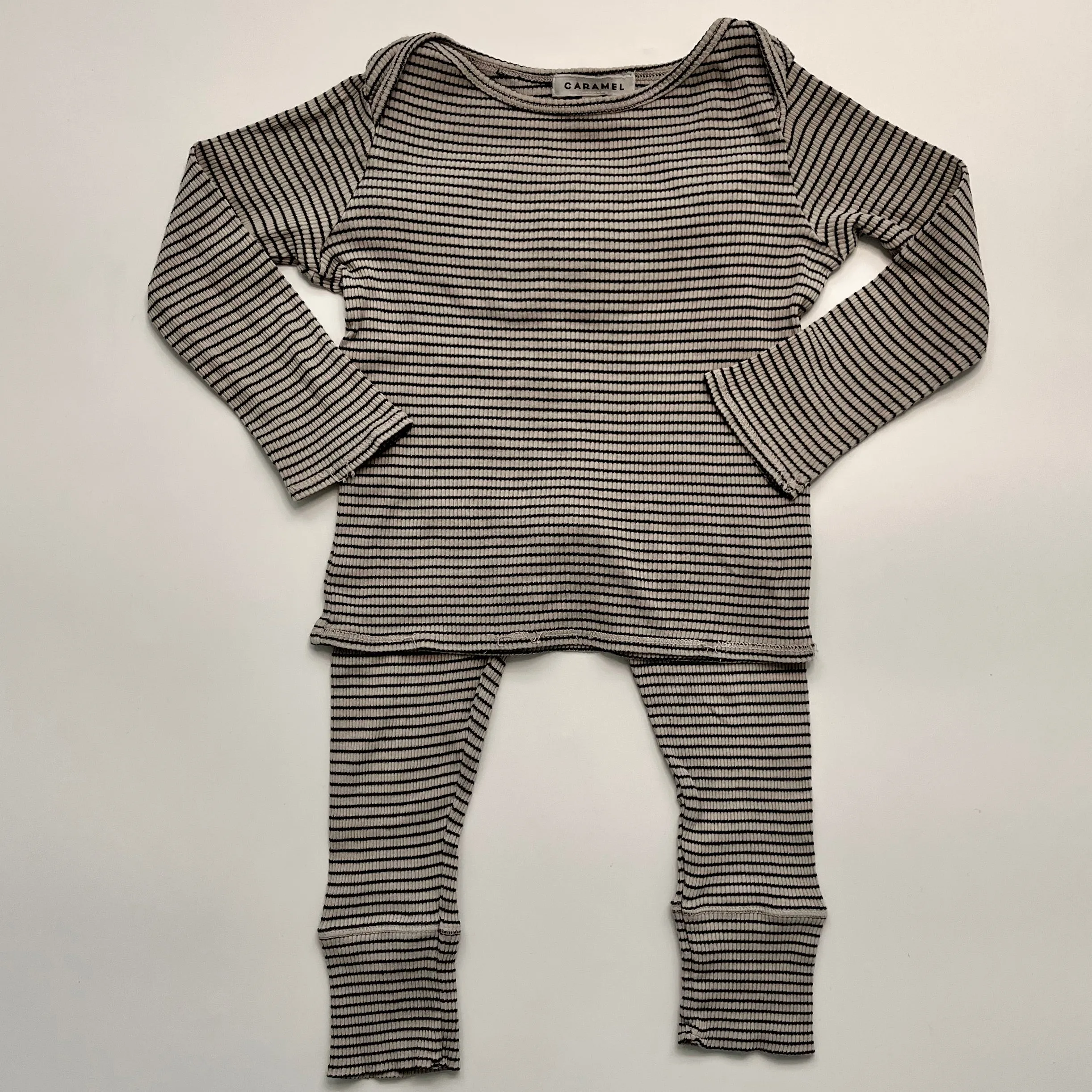 Caramel Stripe Leggings And Top Set: 18 Months