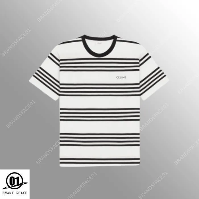 CELINE  |Crew Neck Pullovers Stripes Unisex Street Style Cotton