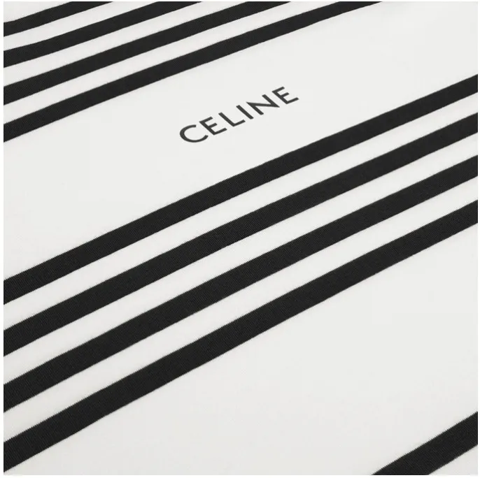 CELINE  |Crew Neck Pullovers Stripes Unisex Street Style Cotton