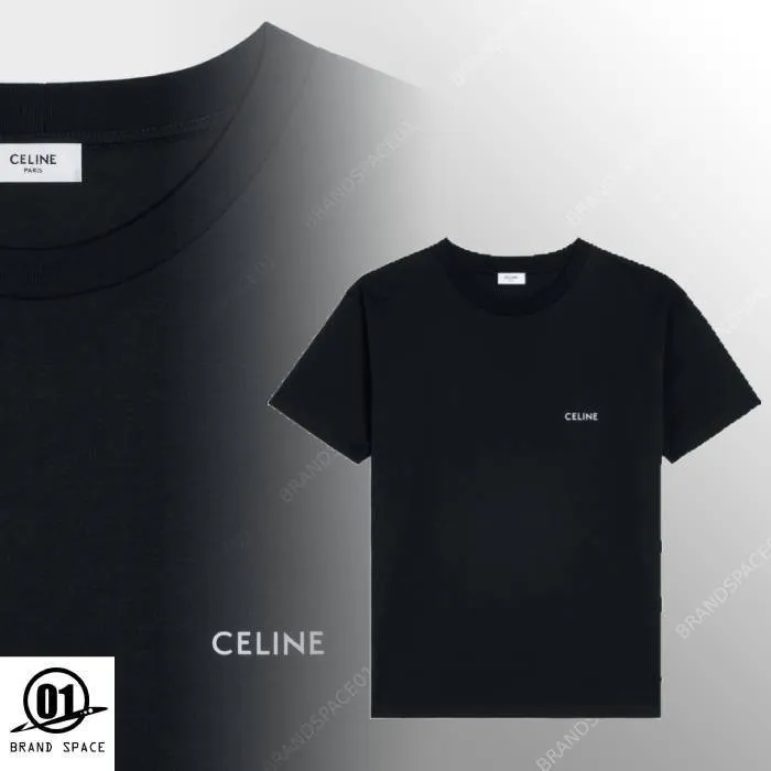 CELINE  |Crew Neck Pullovers Unisex Street Style Plain Cotton