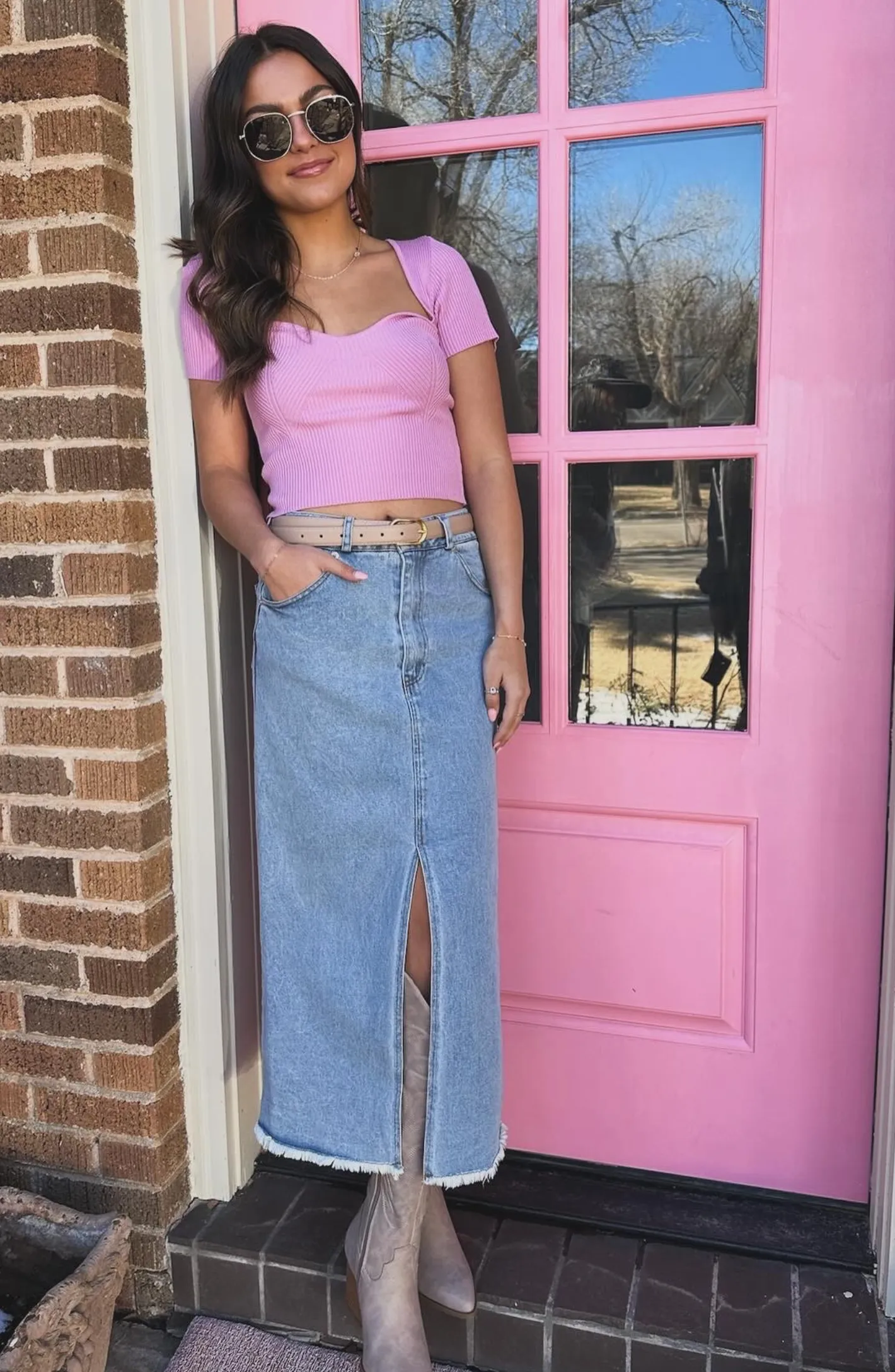 Chasing Dreams Denim Midi Skirt