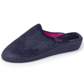 Chaussons mules talon Femme Pois Bleus