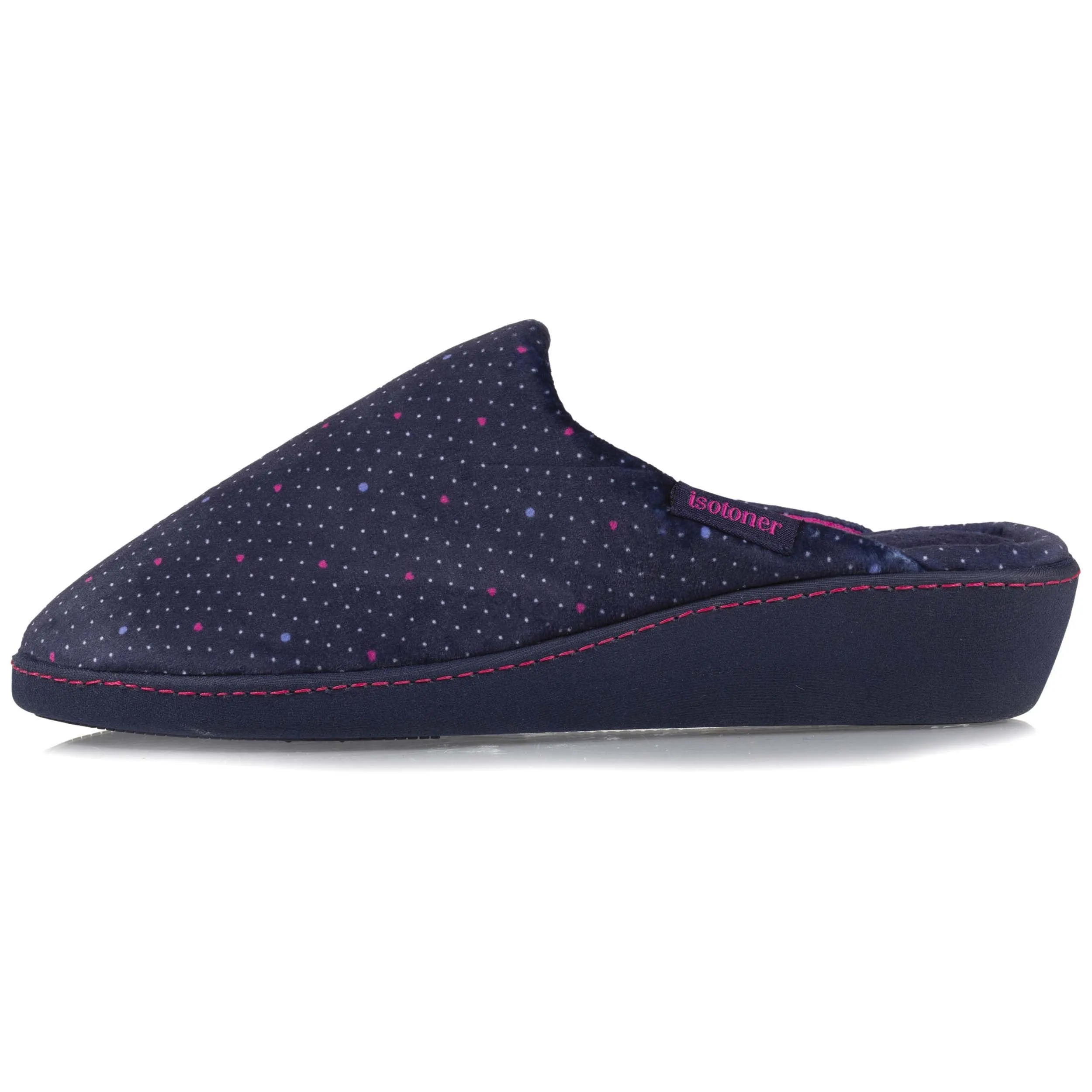 Chaussons mules talon Femme Pois Bleus