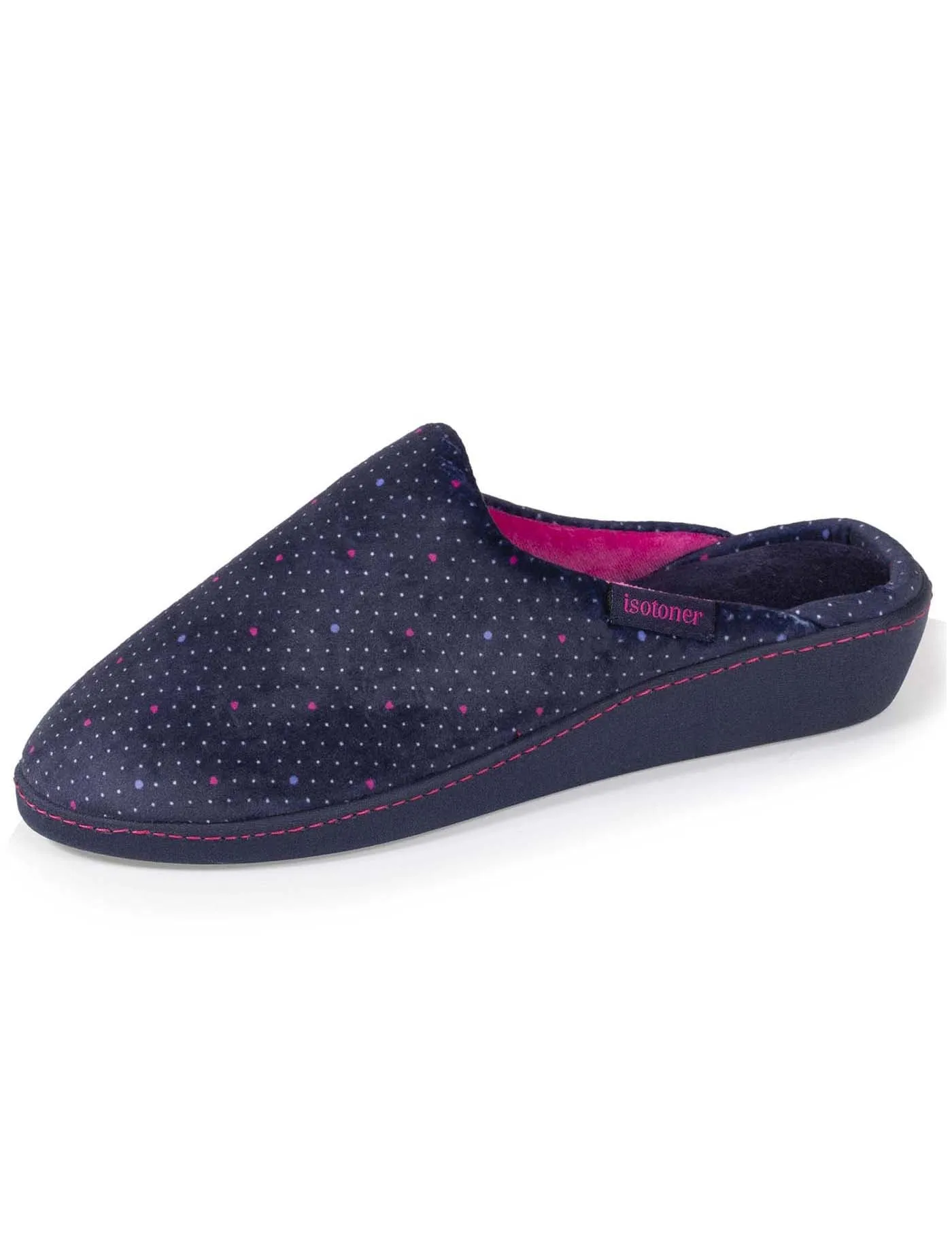 Chaussons mules talon Femme Pois Bleus