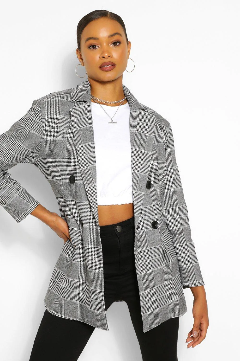 Checked Double Breasted Blazer