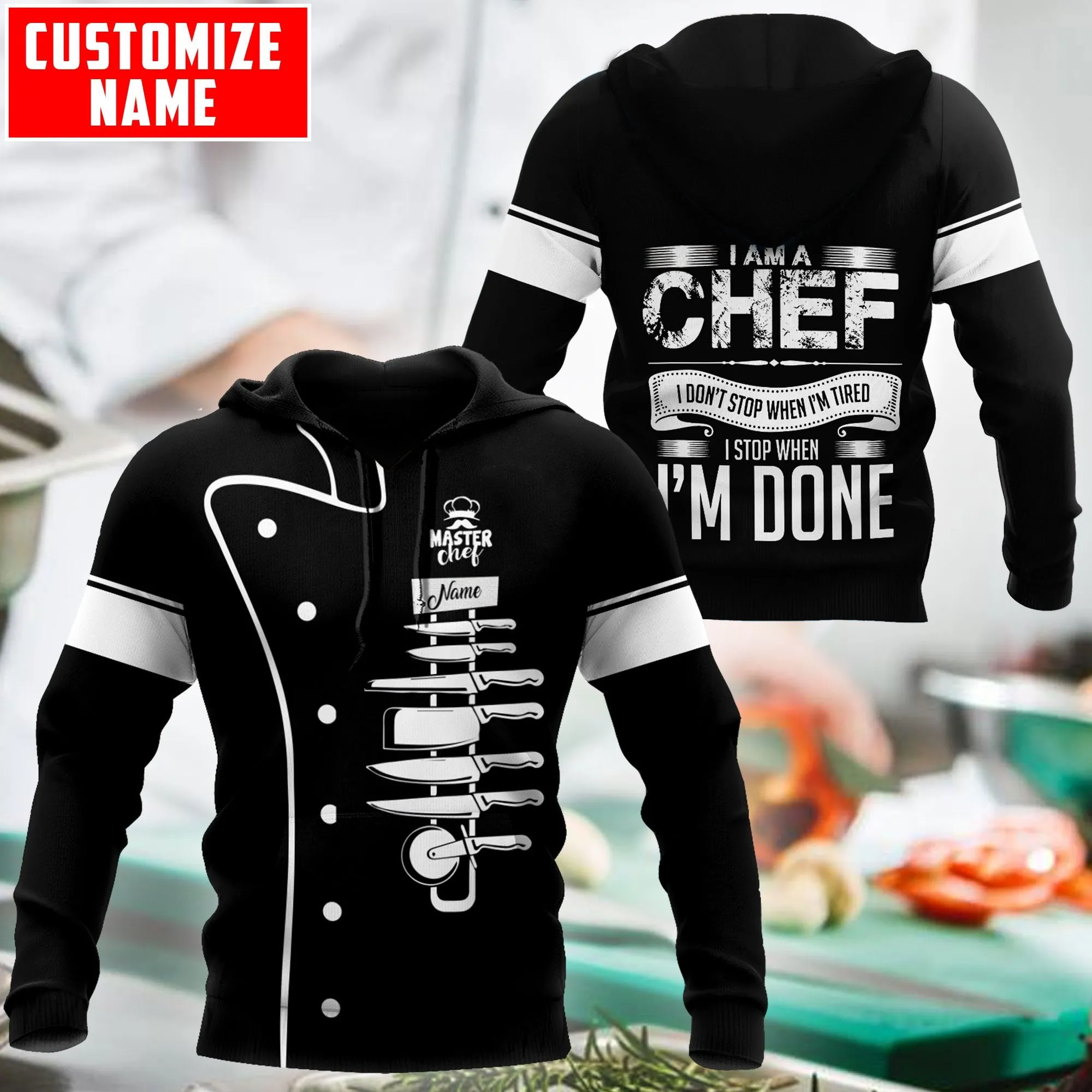 Chef 3D All Over Printed Men Autumn Hoodie Custom Name - T-SHIRT DESIGN