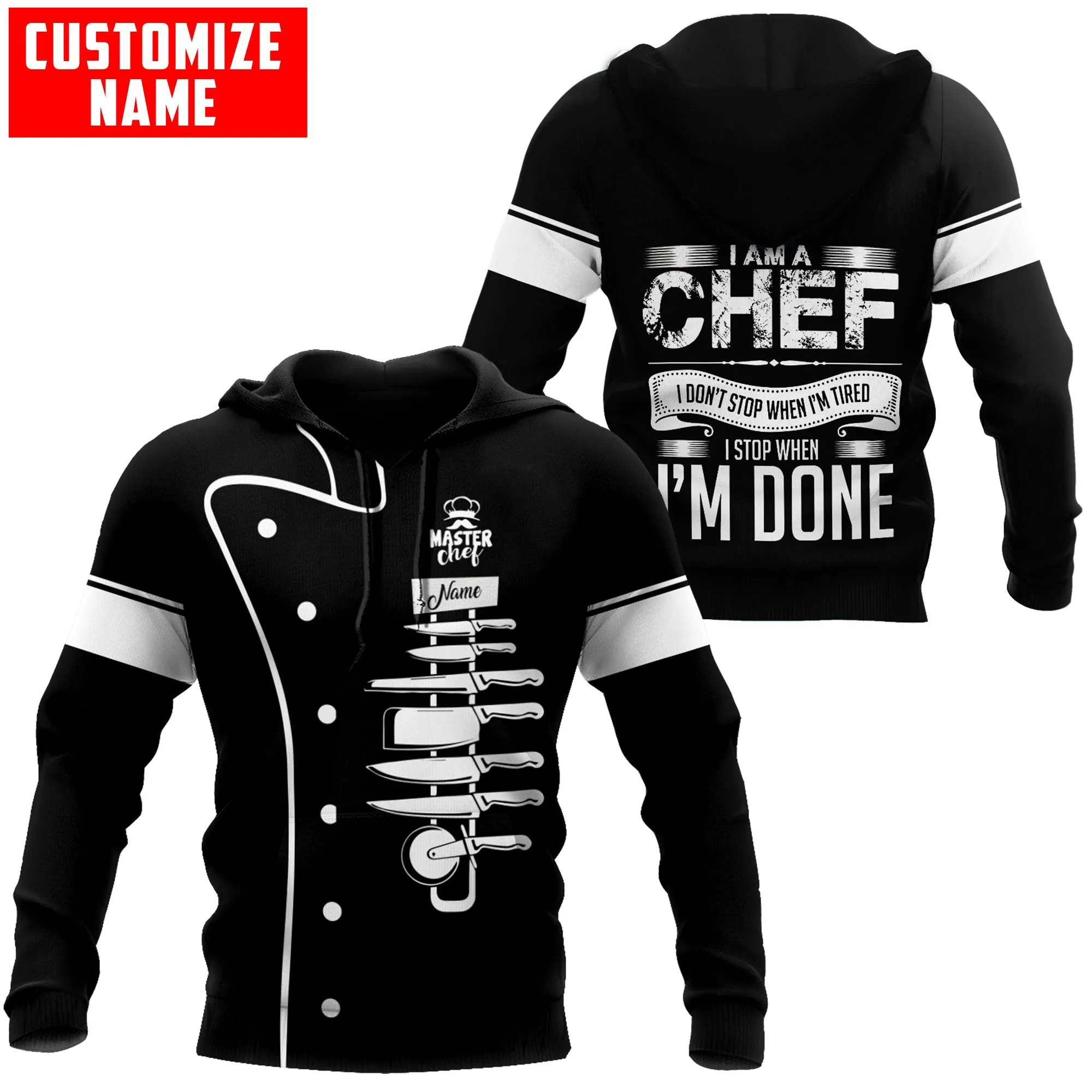 Chef 3D All Over Printed Men Autumn Hoodie Custom Name - T-SHIRT DESIGN