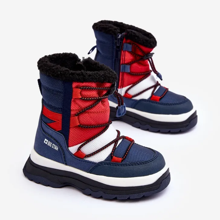 Children's Insulated Snow Boots With Zipper Navy Blue Big Star MM374194