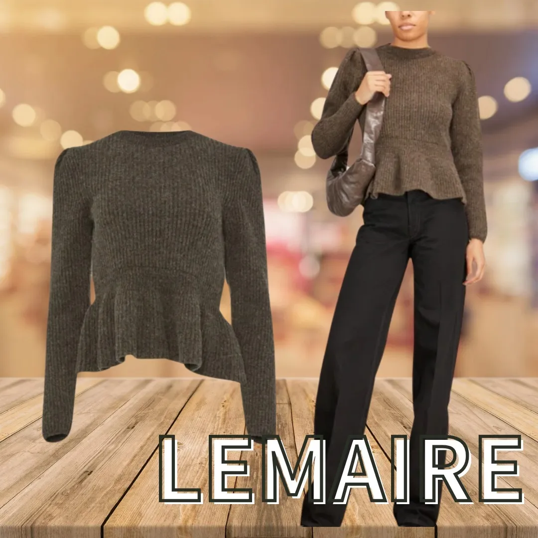 CHRISTOPHE LEMAIRE  |Crew Neck Wool Long Sleeves Plain Puff Sleeves Logo