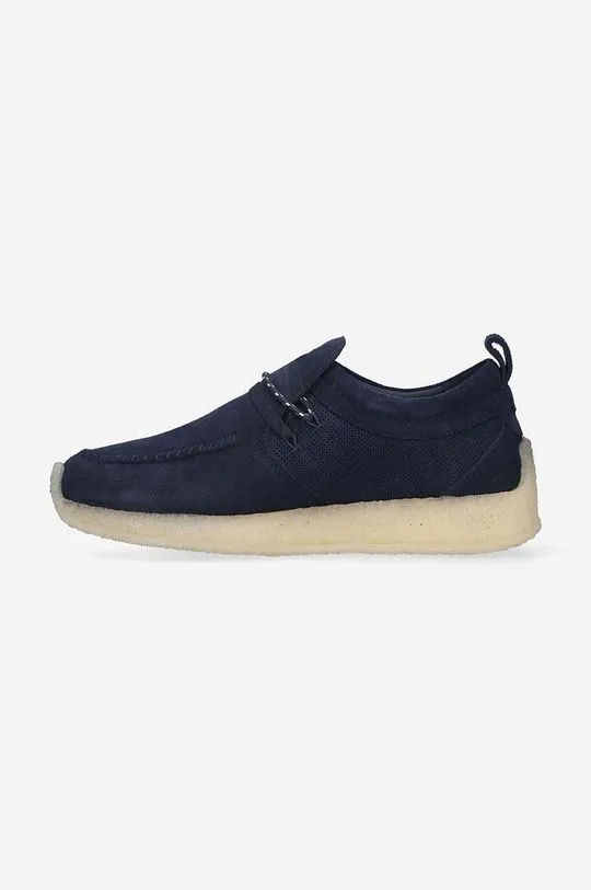 Clarks suede shoes x Ronnie Fieg Maycliffe men's navy blue color 26170244