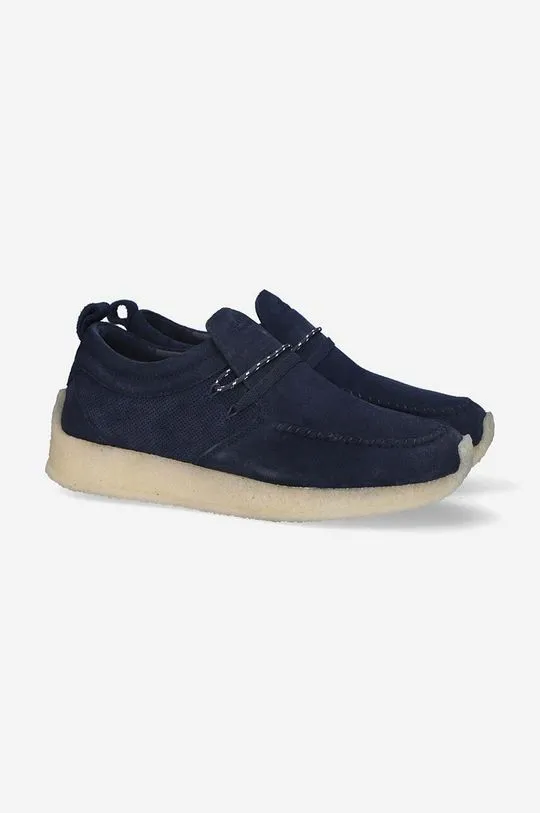 Clarks suede shoes x Ronnie Fieg Maycliffe men's navy blue color 26170244