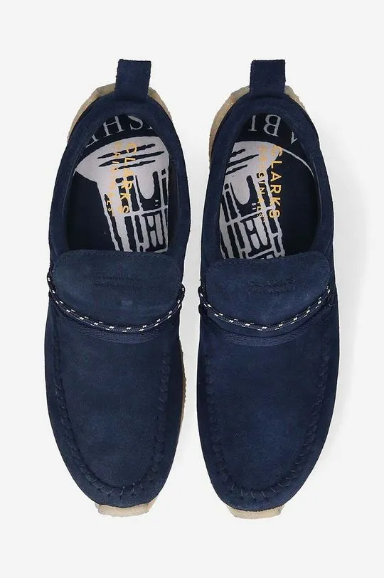 Clarks suede shoes x Ronnie Fieg Maycliffe men's navy blue color 26170244