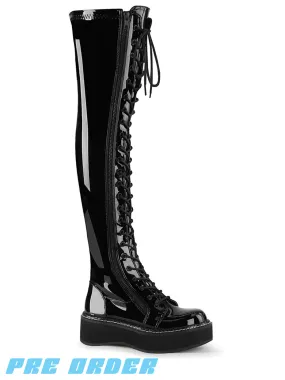 DEMONIA EMILY-375 - BLACK PATENT  PRE ORDER 