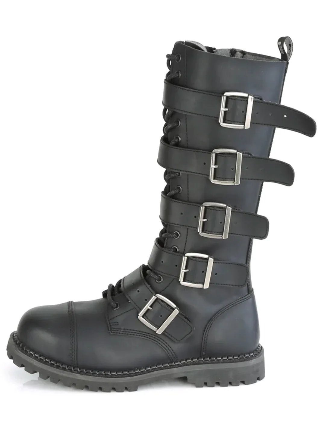 DEMONIA RIOT-18BK - BLACK VEGAN LEATHER  PRE ORDER 