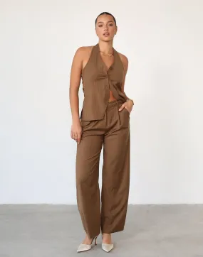 Devyn Pants (Brown Pinstripe)