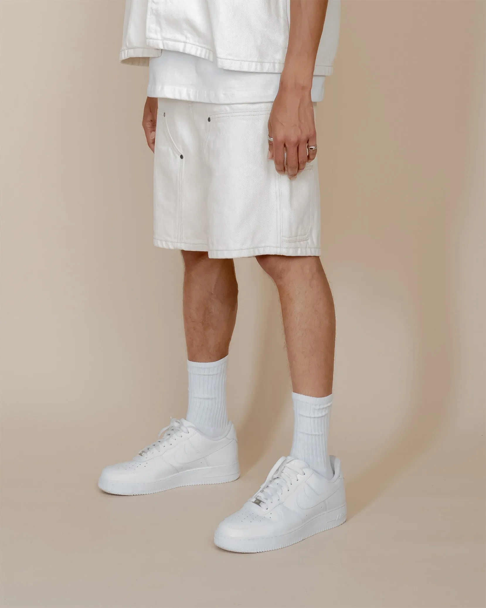 EPTM DOUBLE KNEE TWILL SHORTS - CREAM