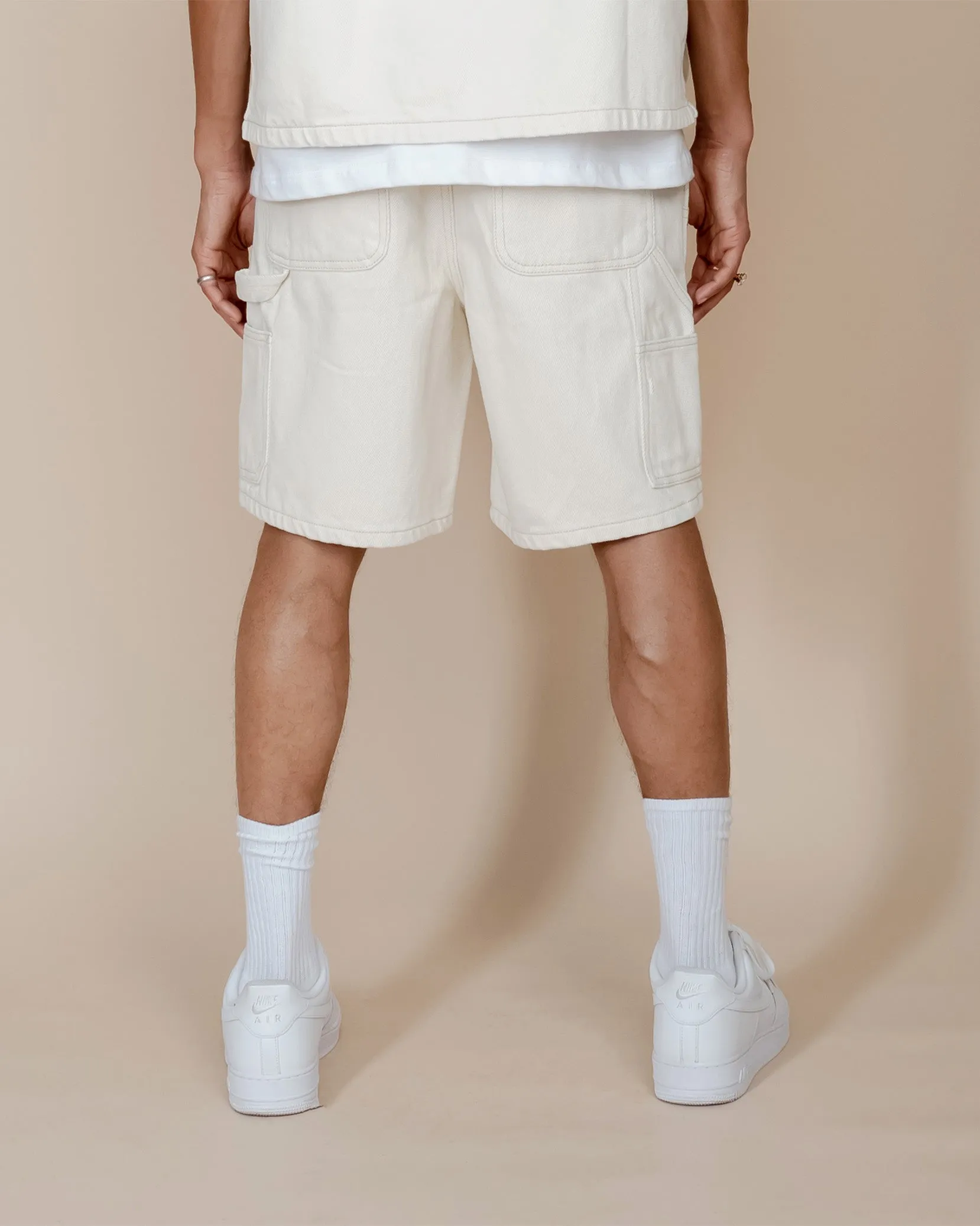 EPTM DOUBLE KNEE TWILL SHORTS - CREAM