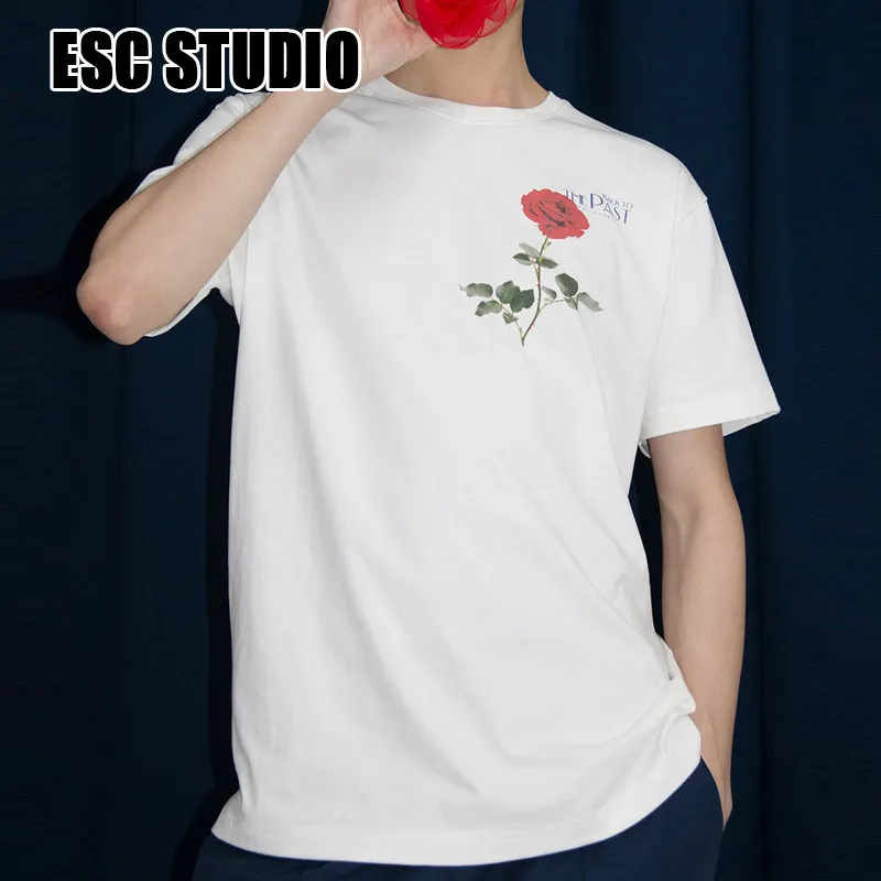 ESC STUDIO  |●ESC STUDIO● rose short sleeves t-shirt (white) unisex