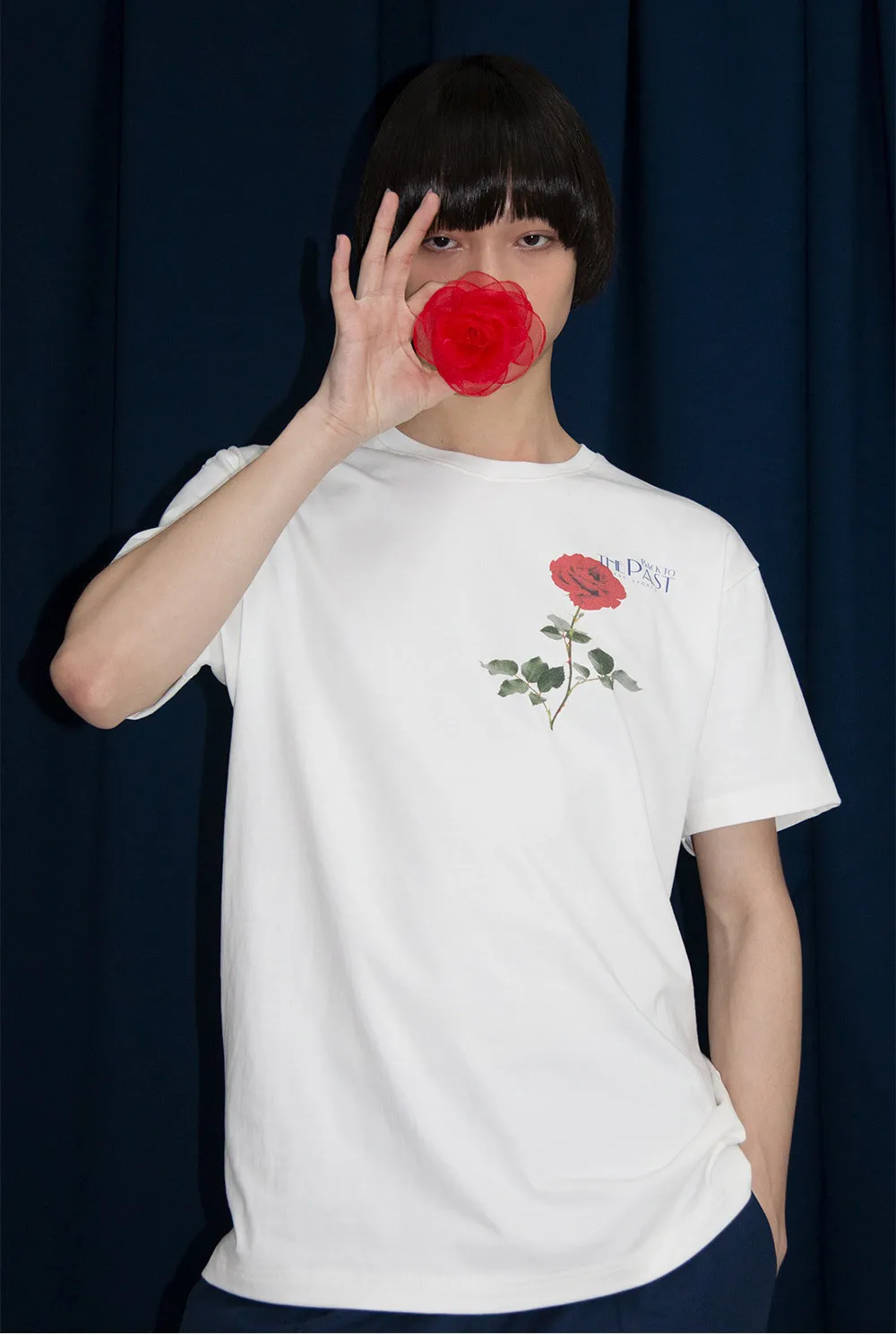 ESC STUDIO  |●ESC STUDIO● rose short sleeves t-shirt (white) unisex