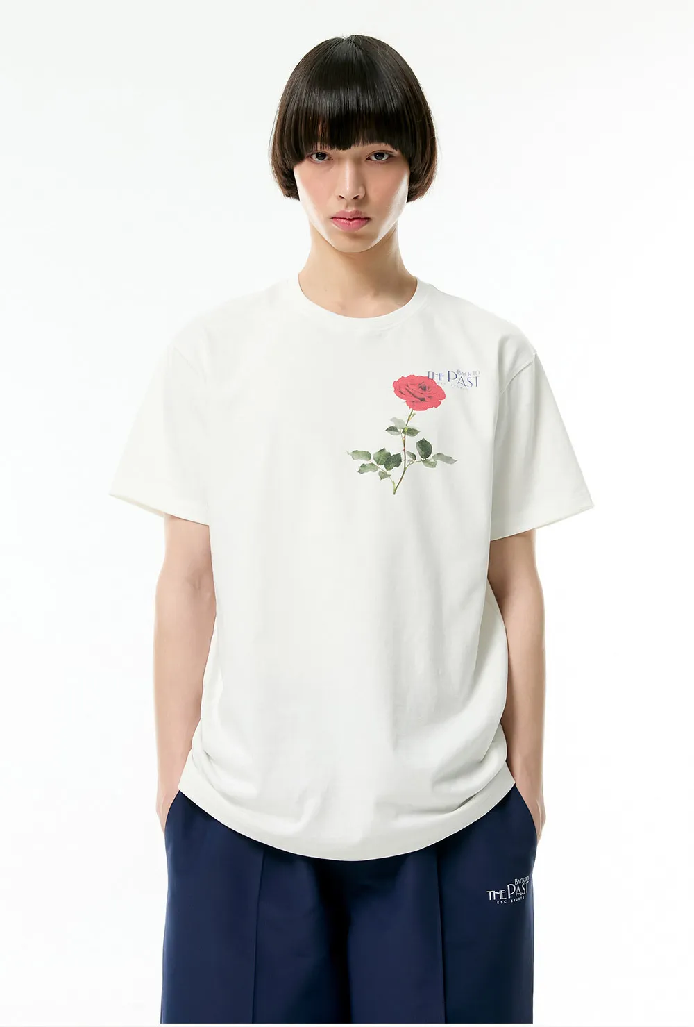 ESC STUDIO  |●ESC STUDIO● rose short sleeves t-shirt (white) unisex