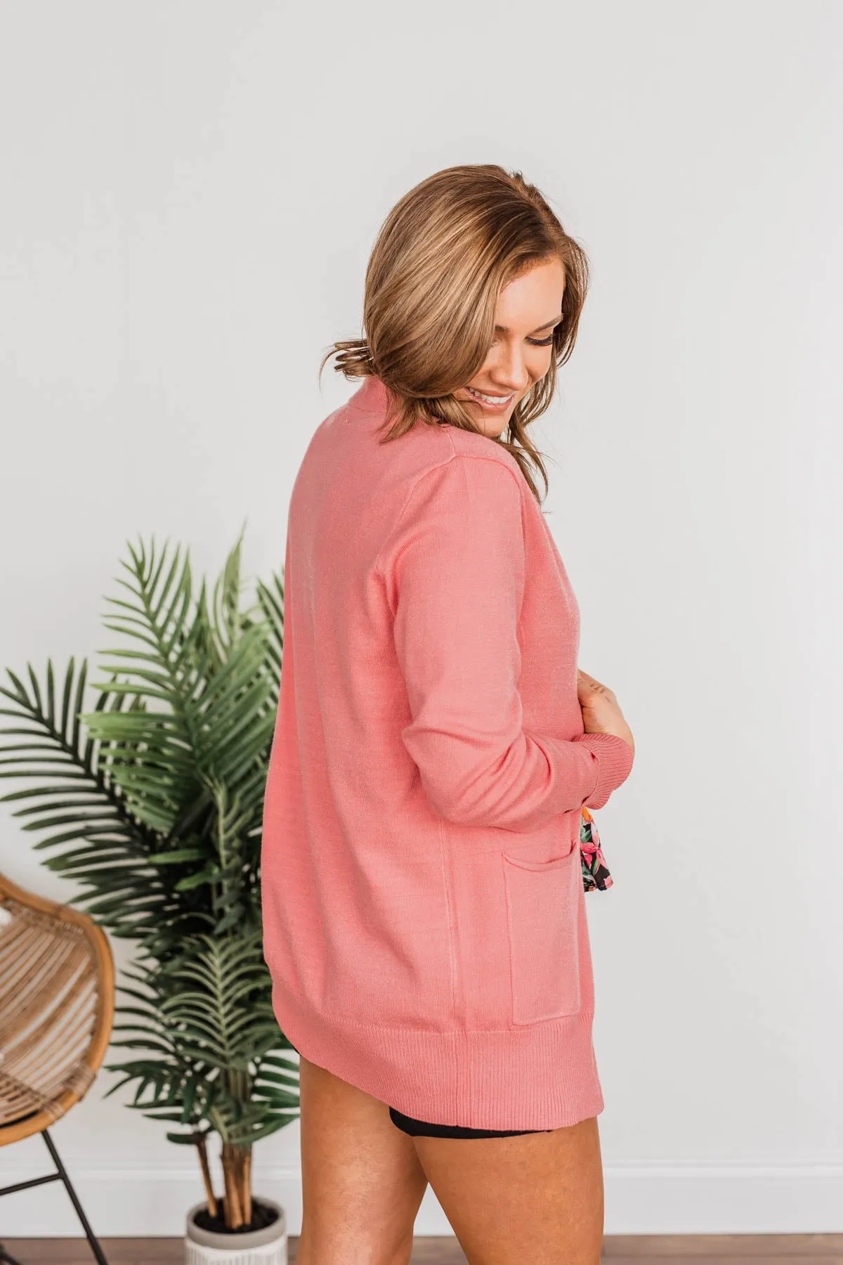 Fading Skylines Pocket Cardigan- Pink