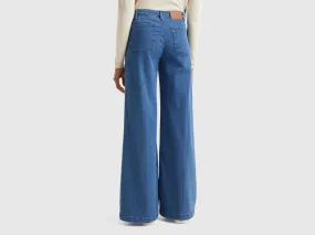 Flared jeans in stretch cotton - Blue | Benetton