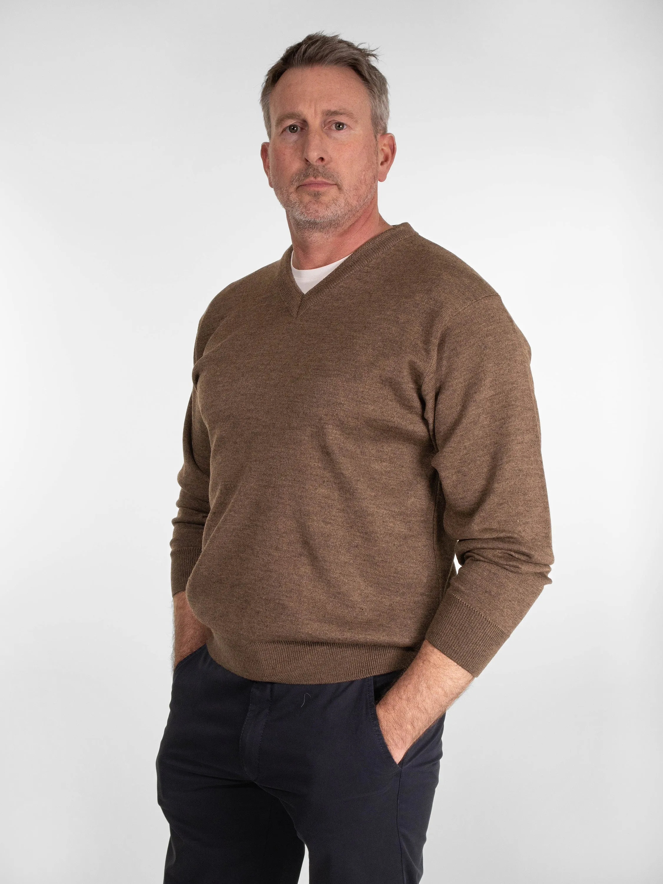 Franco Ponti V Neck Sweater K01 in Brown