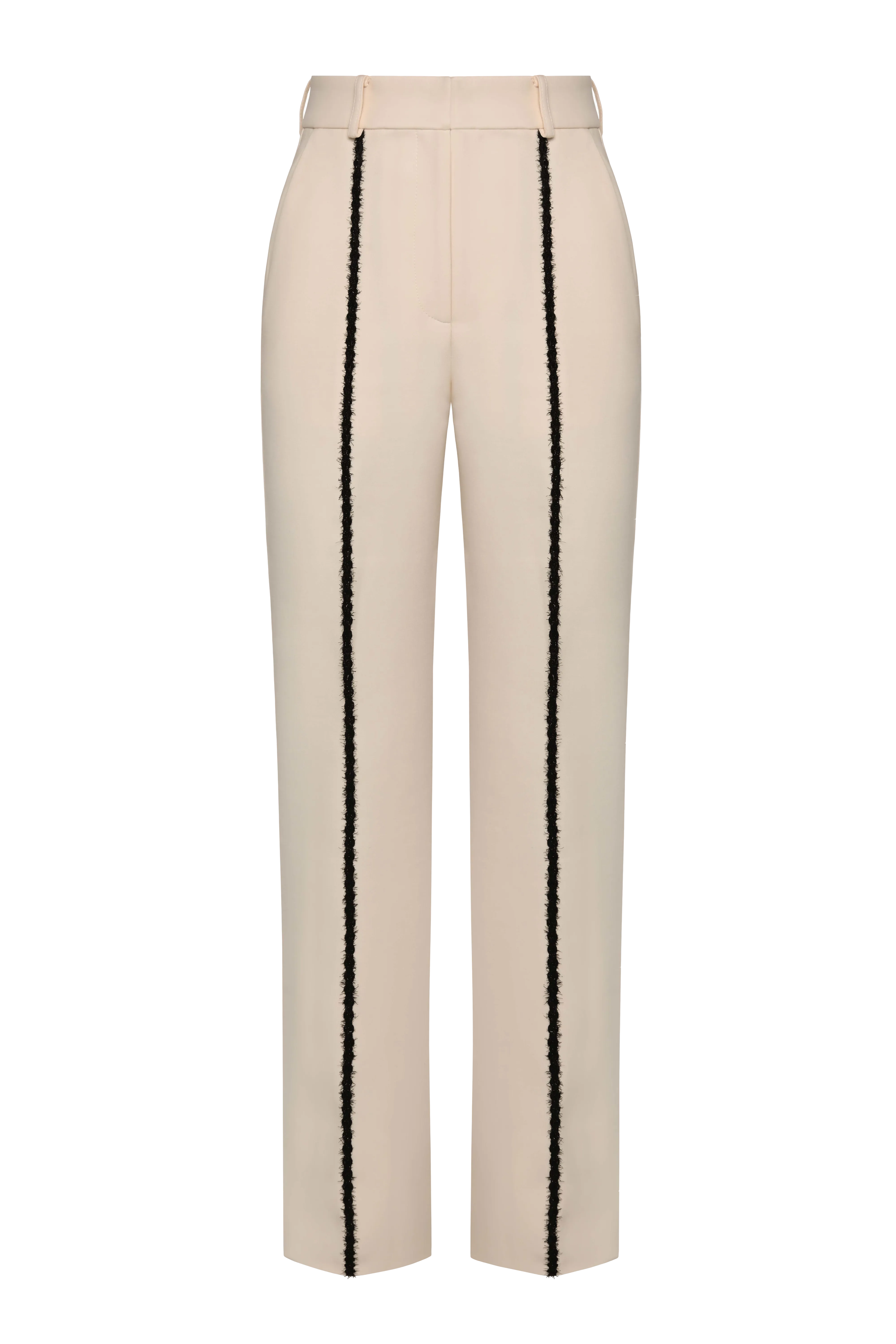 Fuzzy details straight leg trousers